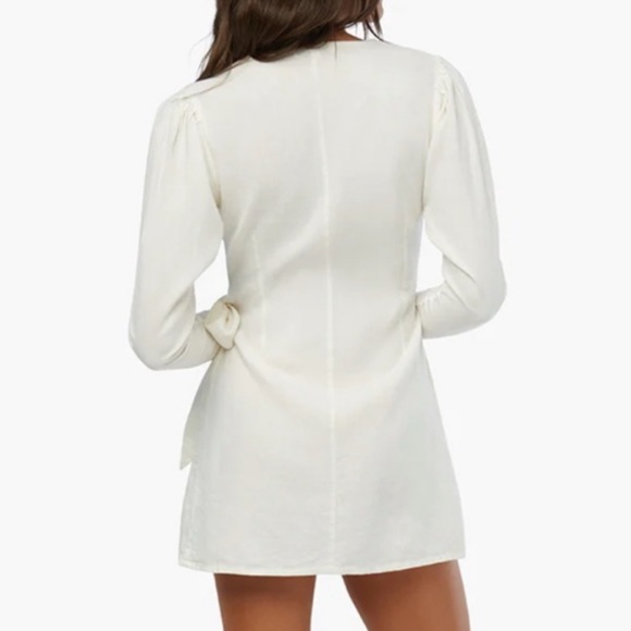 WeWoreWhat Blanca Wrap Dress Womens Size Small White Plunge Long Sleeve Poplin - Picture 14 of 16